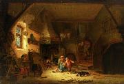 Isaac van Ostade, Bauerninterieur mit spielenden Kindern